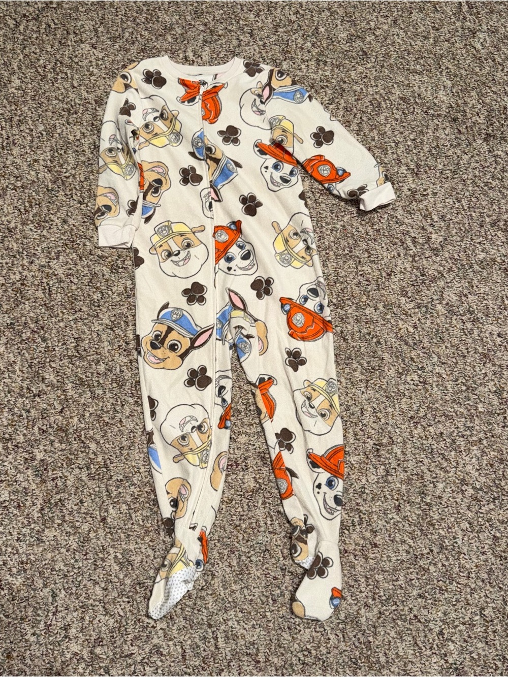 Boys girls toddler size 5T Paw Patrol Cream Character Footed Pajamas for Kids